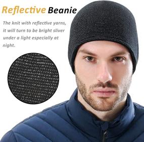 img 3 attached to 🧢 Reflective Mens Winter Skull Beanie Hat: Shinenut Warm Knit Watch Cap