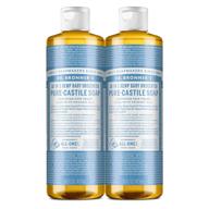 👶 dr. bronner’s baby unscented pure-castile liquid soap (16 oz, 2-pack) - organic oils, 18-in-1 uses: face, hair, laundry, dishes - safe for sensitive skin and babies, fragrance-free logo