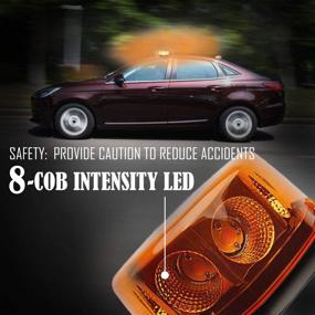 img 3 attached to 🚨 Amber Mini LED Strobe Roof Top Beacon Light with Magnetic Base - High Intensity Hazard Emergency Warning Lights Bar for Trucks & Vehicles, Snow Plow, Police, Firefighters - 12-24 Volt, LE-JX 8 COB