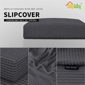 img 2 attached to 🛋️ Elastic Bottom Sofa Cushion Cover - Dark Gray Stretch Slipcover for Furniture Protector, Soft Sofa Seat Cover with Easy-Going Flexibility