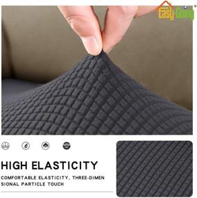 img 1 attached to 🛋️ Elastic Bottom Sofa Cushion Cover - Dark Gray Stretch Slipcover for Furniture Protector, Soft Sofa Seat Cover with Easy-Going Flexibility