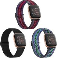 wniph эластичные нейлоновые браслеты для часов fitbit versa / versa special edition / versa 2 / versa lite - регулируемый эластичный спортивный петлевой ремешок для замены на запястье для женщин и мужчин. логотип