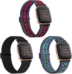 img 4 attached to WNIPH Эластичные нейлоновые браслеты для часов Fitbit Versa / Versa Special Edition / Versa 2 / Versa Lite - Регулируемый эластичный спортивный петлевой ремешок для замены на запястье для женщин и мужчин.