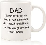 🎁 thanks for being my dad funny coffee mug - best christmas gift for dad - unique xmas gag dad gifts from daughter, son, kids - cool birthday present idea for a father, men, guys, him - fun novelty cup: a perfect dad gift! logo