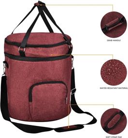 img 1 attached to 👜 Convenient Pressure Cooker Travel Tote Bag: 2 Compartments, Wine Red, Fit for 8 QT Instant Pot