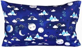 img 1 attached to 🌙 Moon Mountain Night Sleep Cotton Cozy Twin Bed Sheet Set with Flat Sheet, Fitted Sheet & Pillowcase - Boys and Girls Bedding Set for Moon-Themed Twin Beds