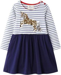 img 3 attached to 🦖 Wemoyami Striped Cartoon Dinosaur Dresses - Adorable Girls' Clothing for Dress-Up