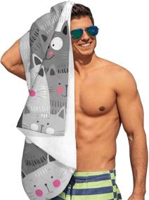 img 3 attached to Cute Cartoon Cats Large Beach Towel: Soft, Lightweight & Super Absorbent - Perfect for Bath, Travel, Outdoors - 52 X 32 Inch Towel Blanket - Ideal Gift!