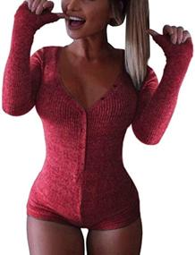 img 4 attached to 👗 Moxeay V-Neck Bodysuit Bodycon Rompers for Women - Ultimate Fashion Collection
