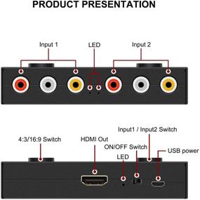 img 3 attached to Конвертер AV в HDMI с двумя портами, двойной адаптер AV в HDMI | Адаптер RCA в HDMI | Поддерживает форматы 16:9/4:3 | Совместим с WII, N64, PS2, VHS, VCR DVD-плеерами | (2 входа AV, 1 выход HDMI)