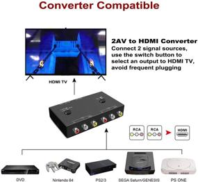 img 2 attached to Конвертер AV в HDMI с двумя портами, двойной адаптер AV в HDMI | Адаптер RCA в HDMI | Поддерживает форматы 16:9/4:3 | Совместим с WII, N64, PS2, VHS, VCR DVD-плеерами | (2 входа AV, 1 выход HDMI)