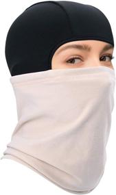 img 4 attached to 🧣 Premium Thermal Fleece Balaclava Neck Warmer Hood Cover Face Mask for Skiing and Snowboarding Winter Gear