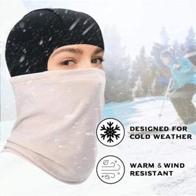 img 3 attached to 🧣 Premium Thermal Fleece Balaclava Neck Warmer Hood Cover Face Mask for Skiing and Snowboarding Winter Gear