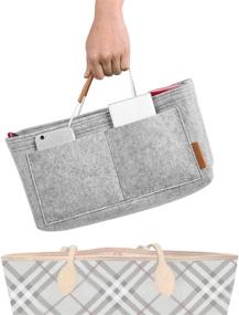 img 4 attached to 👜 FOREGOER Felt Purse Insert Bag Organizers: Ultimate Organization and Style for LV Speedy, Neverfull, and Tote Bags - 5 Color Options, Available in 3 Sizes (Small, Grey)