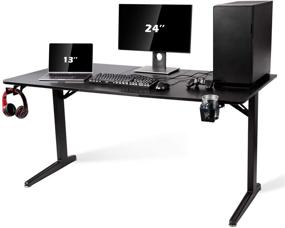 img 4 attached to 63x31.5-inch TOPSKY Gaming Desk with 💻 Cup Holder, Headphone Hook, and Cable Management (Black)