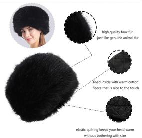 img 2 attached to 🎩 Stylish LA CARRIE Women's Faux Fur Cossack Russian Hat: Warm White Winter Cap with Stretch Fit