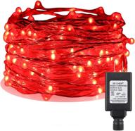 er chen red fairy lights plug in, 33ft/10m silver coated copper wire 100 leds starry string lights for outdoor/indoor decor, bedroom, patio, garden, party, christmas tree логотип