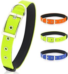 img 4 attached to 🐾 PZRLit Green-Large Dog Collar: Adjustable Soft Padded Collar for Small Medium Large Dogs with Metal Buckle & D-Ring