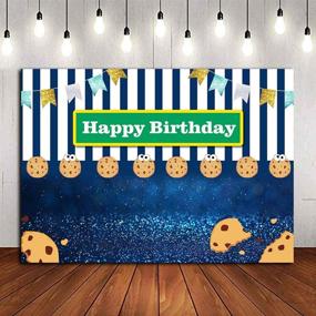 img 2 attached to 📸 Blue White Stripe Bokeh Shining Spots Gold Glitter Flags Photo Booth Studio Props: Capture Memorable Moments with Vibrant Backdrop for Cookies Carnival Fiesta, Kids Happy Birthday, and Dessert Table Decor - 5x3ft Vinyl Photo Background!