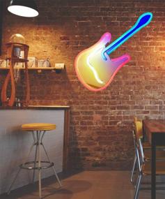 img 2 attached to 🎸 Guitar Neon Lights Christmas Wall Decor, LED Neon Night Lights for Bar Pub Garage Room, Bedroom, Hotel, Cafe, Wedding, Birthday, Halloween Party, USB Operated, Ideal Gifts for Beer Lovers