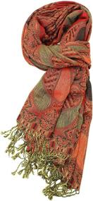 img 3 attached to Achillea Paisley Pashmina Women's Double Layered Accessories and Scarves & Wraps