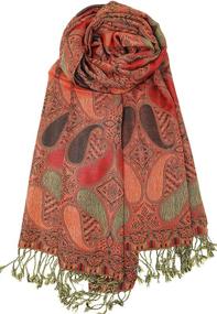 img 4 attached to Achillea Paisley Pashmina Women's Double Layered Accessories and Scarves & Wraps