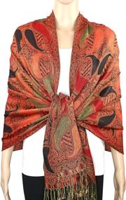 img 2 attached to Achillea Paisley Pashmina Women's Double Layered Accessories and Scarves & Wraps