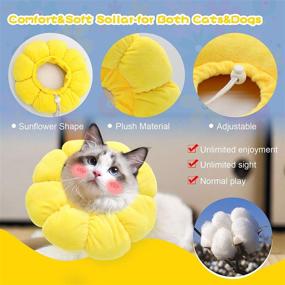 img 2 attached to HYLYUN Cute Sun Flower Neck Cat Collar - Adjustable E Collar for Surgery Recovery in Kitten and Cats