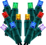 🎄 ul certified commercial grade multi-colored led christmas lights - 2 sets, 33 ft 100 led green wire, wide angle 5mm lights logo