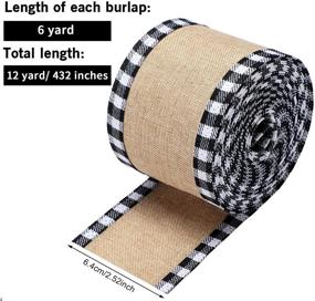 img 2 attached to 🎄 Buffalo Plaid Wired Edge Ribbons: Christmas Burlap Craft Ribbon with Checkered Edge (Black/White, 2.5 x 216 Inch Rolls)