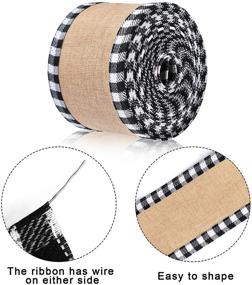 img 3 attached to 🎄 Buffalo Plaid Wired Edge Ribbons: Christmas Burlap Craft Ribbon with Checkered Edge (Black/White, 2.5 x 216 Inch Rolls)