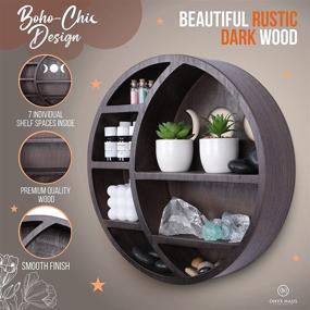 img 3 attached to 🌙 Onyx Haus Crescent Moon Shelf - Crystals, Stones, Essential Oils, Small Plants, and Art Display - Wall and Room Decor - Gothic Witchy Vibes - Rustic Boho Wooden Hanging Shelves - Moon Phase Design - Brown