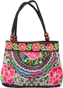 img 4 attached to 🌸 Стильные винтажные цветочные сумки и кошельки с вышивкой хобо для женщин: элегантная сумка для модных женщин