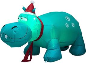 img 3 attached to TRMESIA 4FT Christmas Hippo Inflatable Decoration: LED Lights, Outdoor Yard Decor, Cute and Fun Blow Up Hippopotamus for New Yard Holiday, Indoor Party Display, and Animal Decorations