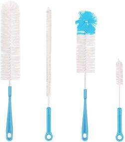 img 4 attached to 🧼 Merdia 4-Piece Bottle Cleaning Brush Set | Versatile Long Bottle Brush for Water Bottles | Blue Cleaners