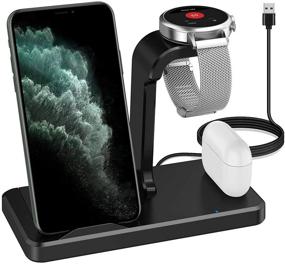img 3 attached to 🔌 3 in 1 Wireless Charging Station Stand for Fossil Gen 5 44mm/42mm Charger, Fossil Gen 4, Airpods Pro, iPhone 12 - Kartice Charger Stand with Gen 5 Garrett Carlyle Charger Compatibility