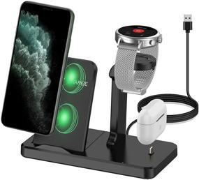 img 4 attached to 🔌 3 in 1 Wireless Charging Station Stand for Fossil Gen 5 44mm/42mm Charger, Fossil Gen 4, Airpods Pro, iPhone 12 - Kartice Charger Stand with Gen 5 Garrett Carlyle Charger Compatibility