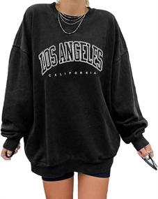 img 4 attached to Stylish Women's LA California Oversized Batwing Long Sleeve Sweatshirts: Shop now for trendy Crewneck Pullover Tops