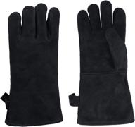 premium leather resistant fireplace glove black logo