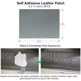 img 2 attached to 🛋️ ILOFRI Leather Repair Patch 8x11 inch 2 Pcs - Self Adhesive Vinyl and Leather Repair Kit for Couch, Car Seats, Boat Seats, Sofa, Vinyl Upholstery - Light Grey