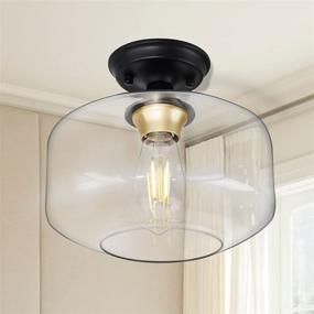 img 4 attached to 💡 WIHTU Semi-Flush Ceiling Light Fixture: Industrial Farmhouse Close to Ceiling Light with Clear Tempered Glass Lampshade and E26 Base
