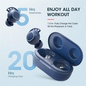 img 1 attached to 🎧 Беспроводные наушники Blue M30 - водонепроницаемые Bluetooth наушники IPX8 с глубоким басом, сенсорным управлением, 25 часами воспроизведения, быстрой зарядкой USB-C, режимом Twin & Mono, встроенным микрофоном