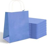 🛍️ high-quality haiquan 50pcs blue kraft paper bags - 8 x 4.75 x 10 inches - eco-friendly bulk bags with handles for shopping, packaging, wedding, retail, party, gifts logo