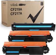 🖨️ v4ink 3pk compatible replacement for hp 17a 19a cf217a toner cartridge cf219a drum black ink set - hp pro mfp m130fw m130nw m130fn m130a m102w m102a printer - 1x drum + 2x toners logo