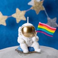 flyparty rainbow flag children's birthday candle - handmade adorable cute spaceman baby shower cake topper candle, wedding festival space theme party favors decorations (astronaut 01) logo