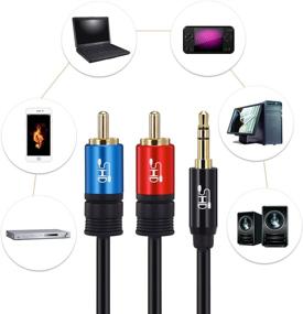 img 1 attached to 🎶 High-Quality SHD 3.5mm Aux to 2RCA Y Splitter Cable - Premium Gold Plated Connectors, Dual Shielding, Enhanced Audio Experience - 3Feet/1m, Black