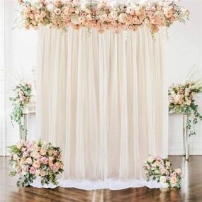 img 4 attached to Champagne Tulle Backdrop Curtain for Wedding, Bridal, Baby Shower, and Party Photography - 5ft x 7ft Champagne Drape Curtains for Beautiful Backdrop