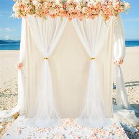 img 3 attached to Champagne Tulle Backdrop Curtain for Wedding, Bridal, Baby Shower, and Party Photography - 5ft x 7ft Champagne Drape Curtains for Beautiful Backdrop