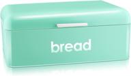 turquoise metal bread box for kitchen countertop- vintage retro design, large capacity storage container for pastries, loaves, dry food- 16.7” x 9” x 6.4” логотип