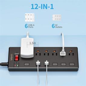 img 1 attached to 🔌 Wohtr 6 розеток с 6 USB-портами для зарядки и защитой от перегрузок - идеально подходит для использования дома, в офисе и в отеле!